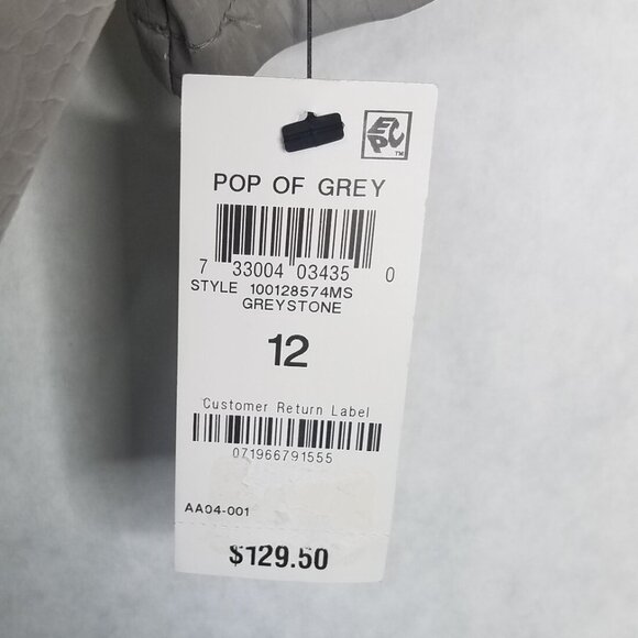 ALFANI Maxi Dress Women's 12 Gray Faux Leather Short Sleeve Belted Button Up NWT - Picture 16 of 16